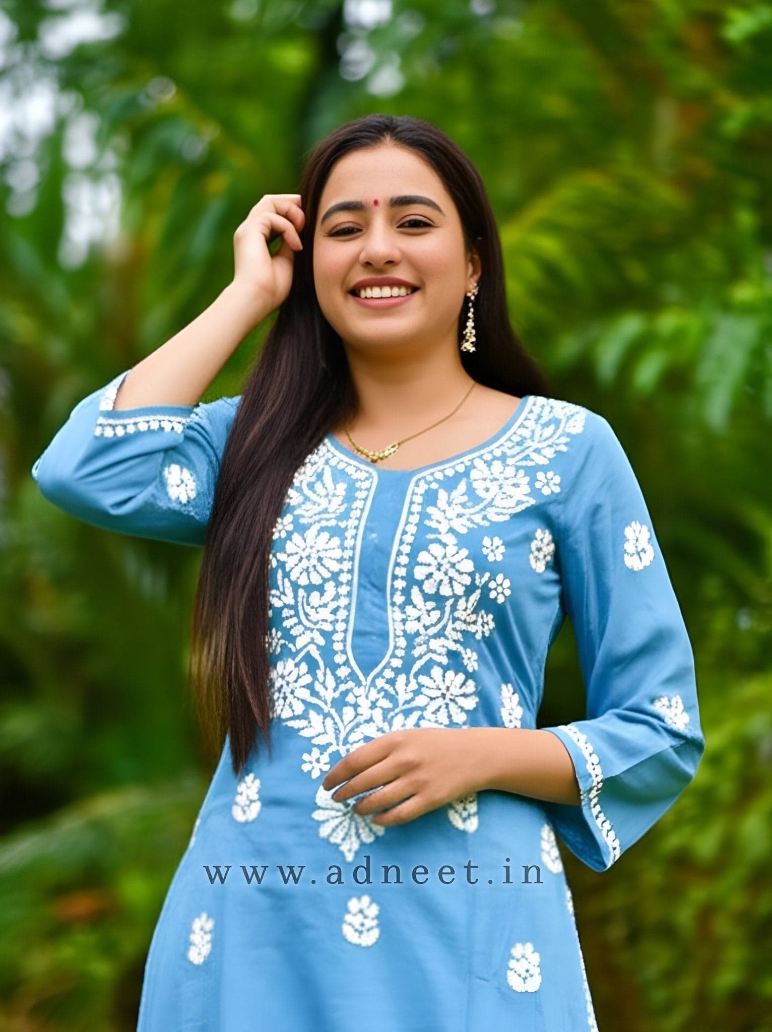 Rayon Handcrafted Chikankari Kurta Straight Fit- Chic Grey
